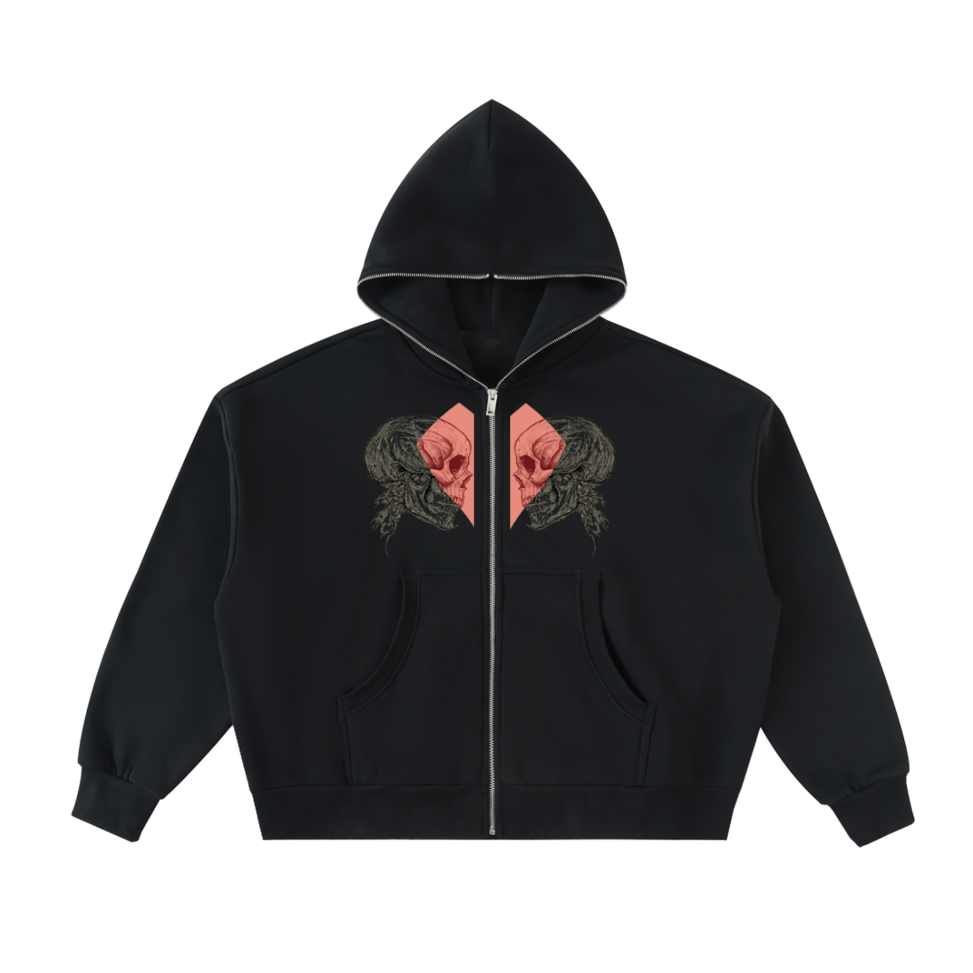 Fleeced Full-Zip Boxy Hoodie